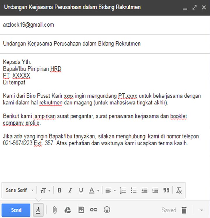 Detail Contoh Email Formal Bahasa Indonesia Nomer 2