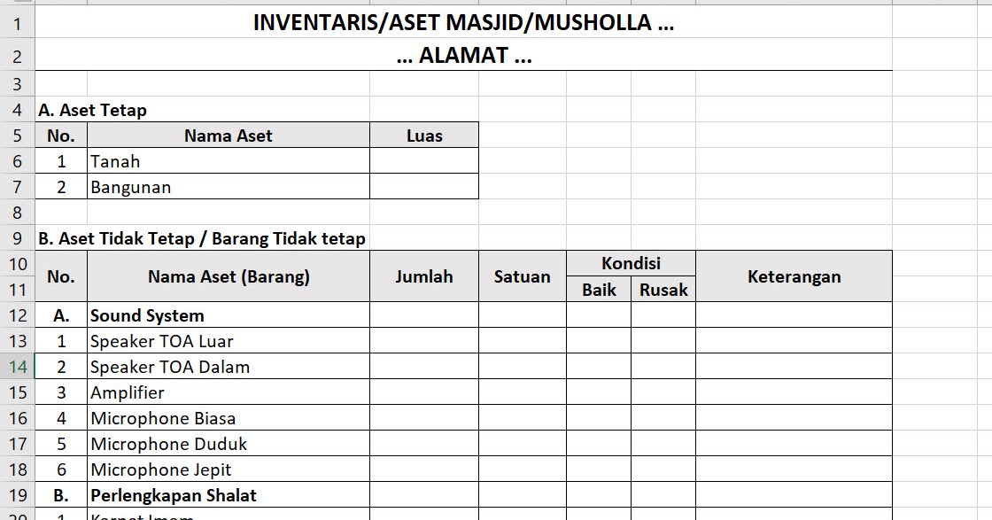 Detail Contoh Excel Inventaris Kantor Nomer 14