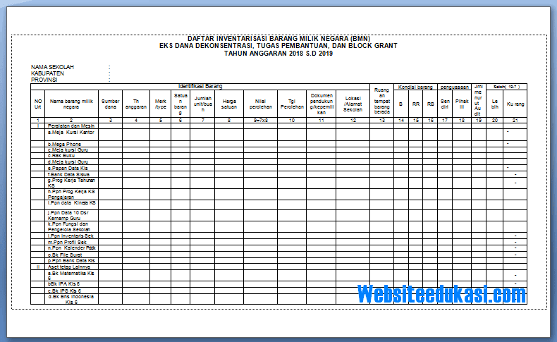 Detail Contoh Excel Inventaris Kantor Nomer 48