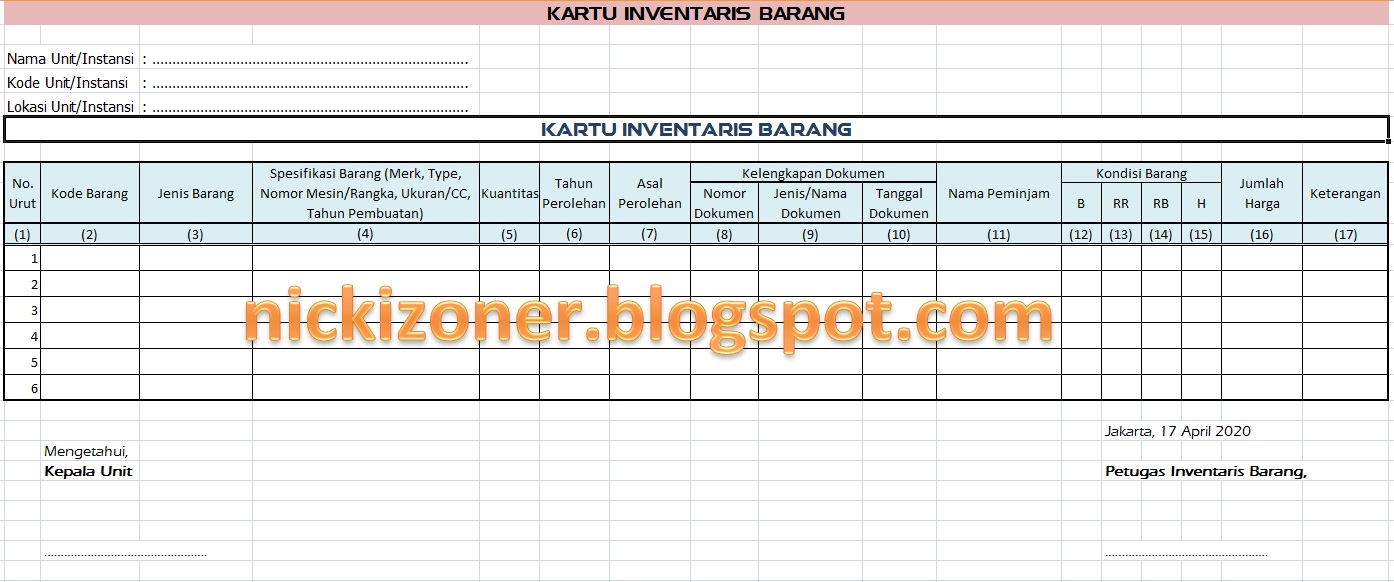 Detail Contoh Excel Inventaris Kantor Nomer 52