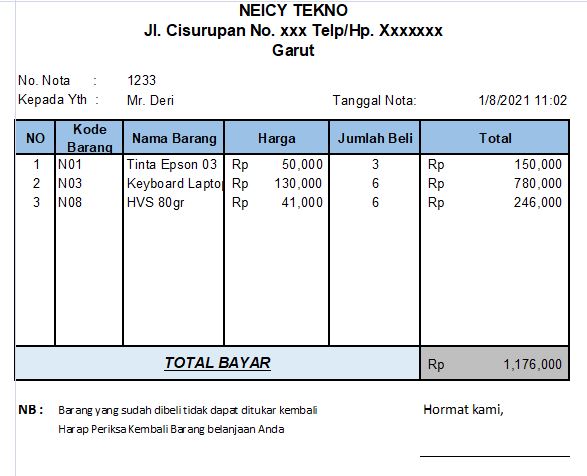 Detail Contoh Excel Penjualan Nomer 42