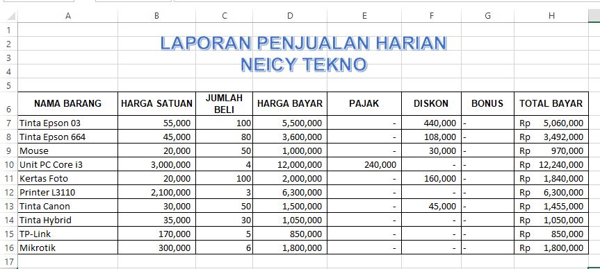 Detail Contoh File Excel Nomer 16