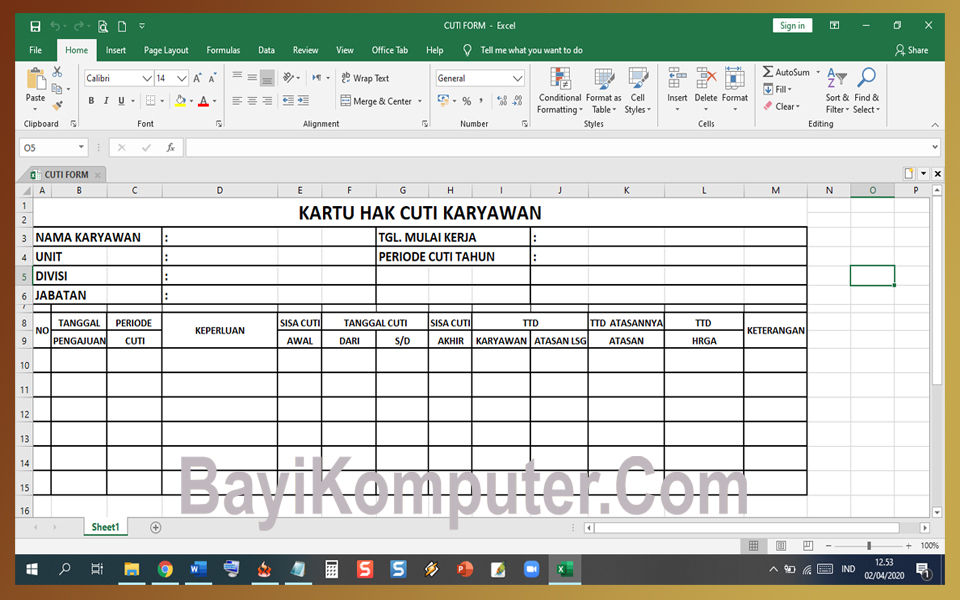 Detail Contoh File Excel Nomer 7