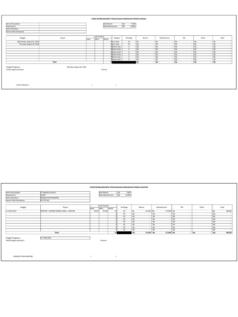 Detail Contoh Form Reimbursement Perusahaan Nomer 18