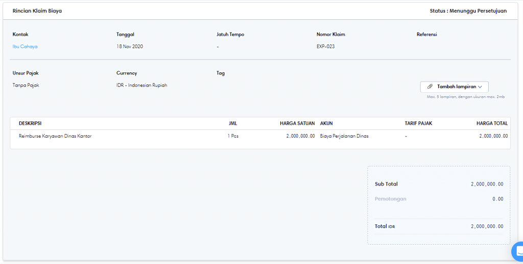 Detail Contoh Form Reimbursement Perusahaan Nomer 23