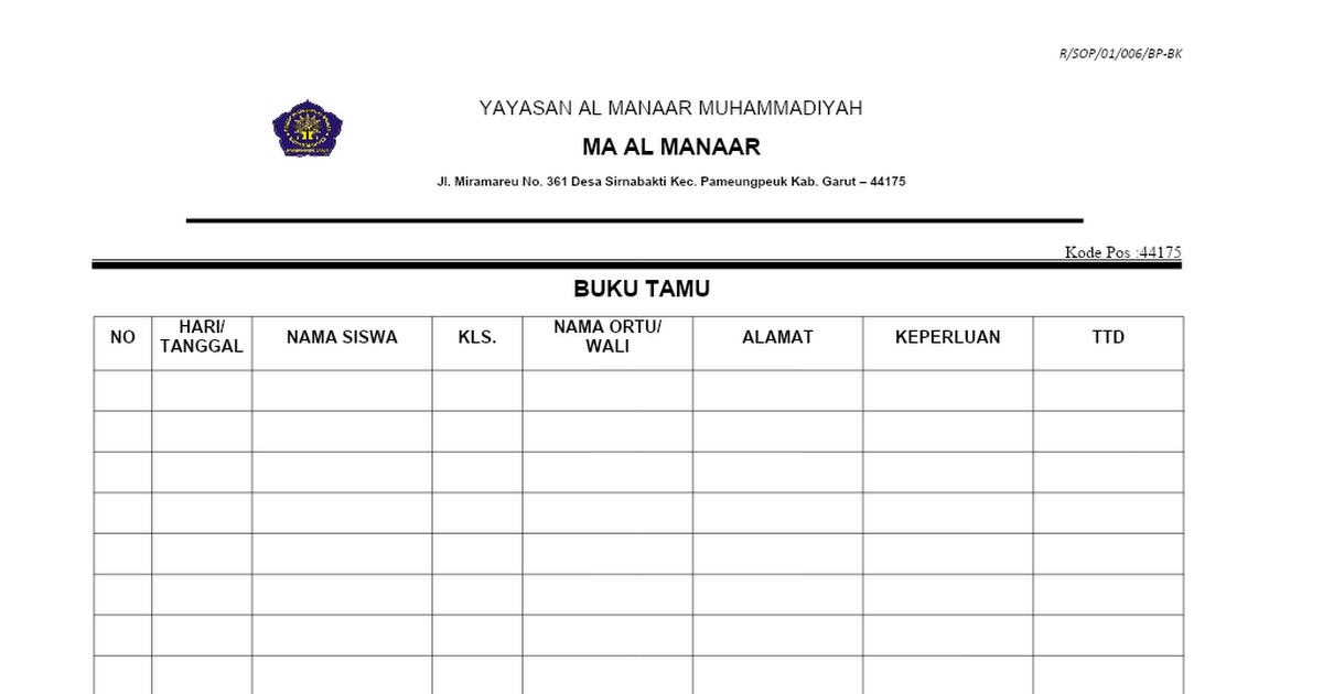 Detail Contoh Format Buku Nomer 11