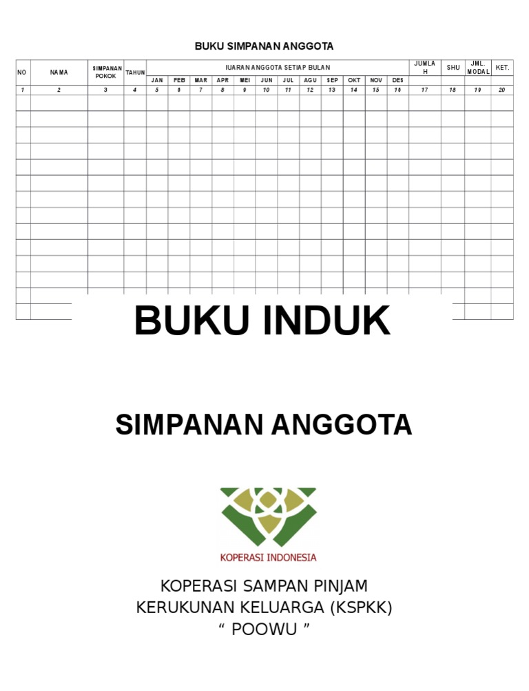 Detail Contoh Format Buku Daftar Anggota Koperasi Nomer 3