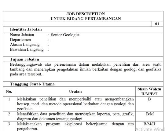Detail Contoh Format Job Description Karyawan Excel Nomer 9