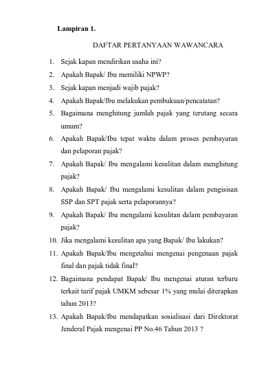 Detail Contoh Format Wawancara Nomer 8