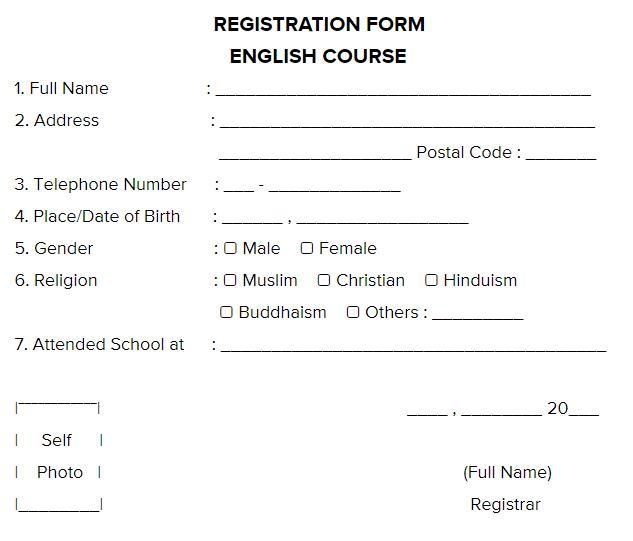 Detail Contoh Formulir Pendaftaran Bahasa Inggris Nomer 2