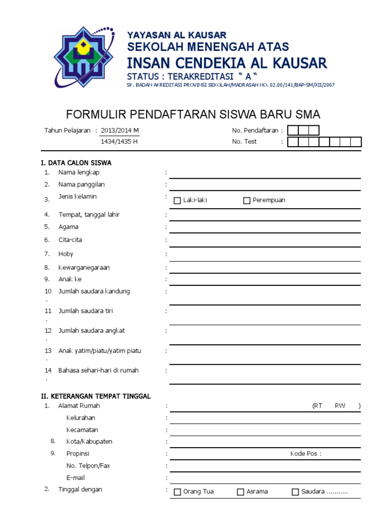 Detail Contoh Formulir Pendaftaran Bahasa Inggris Nomer 13