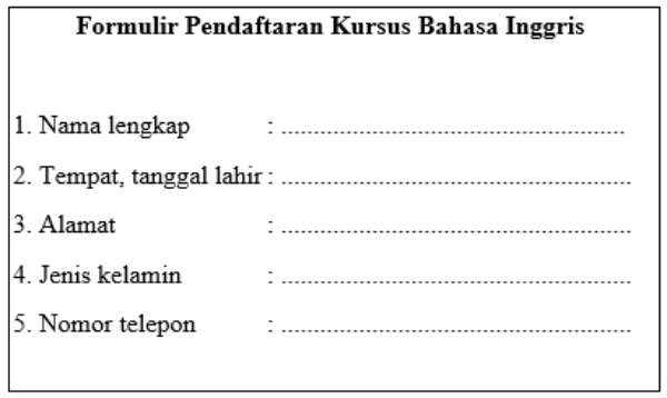 Detail Contoh Formulir Pendaftaran Bahasa Inggris Nomer 21