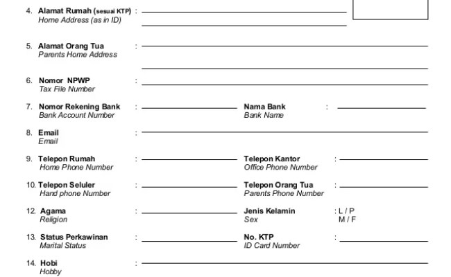 Detail Contoh Formulir Pendaftaran Dalam Bahasa Inggris Nomer 53