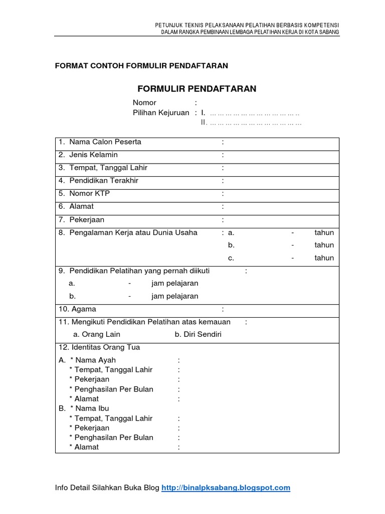 Detail Contoh Formulir Pendaftaran Kursus Bahasa Inggris Nomer 46