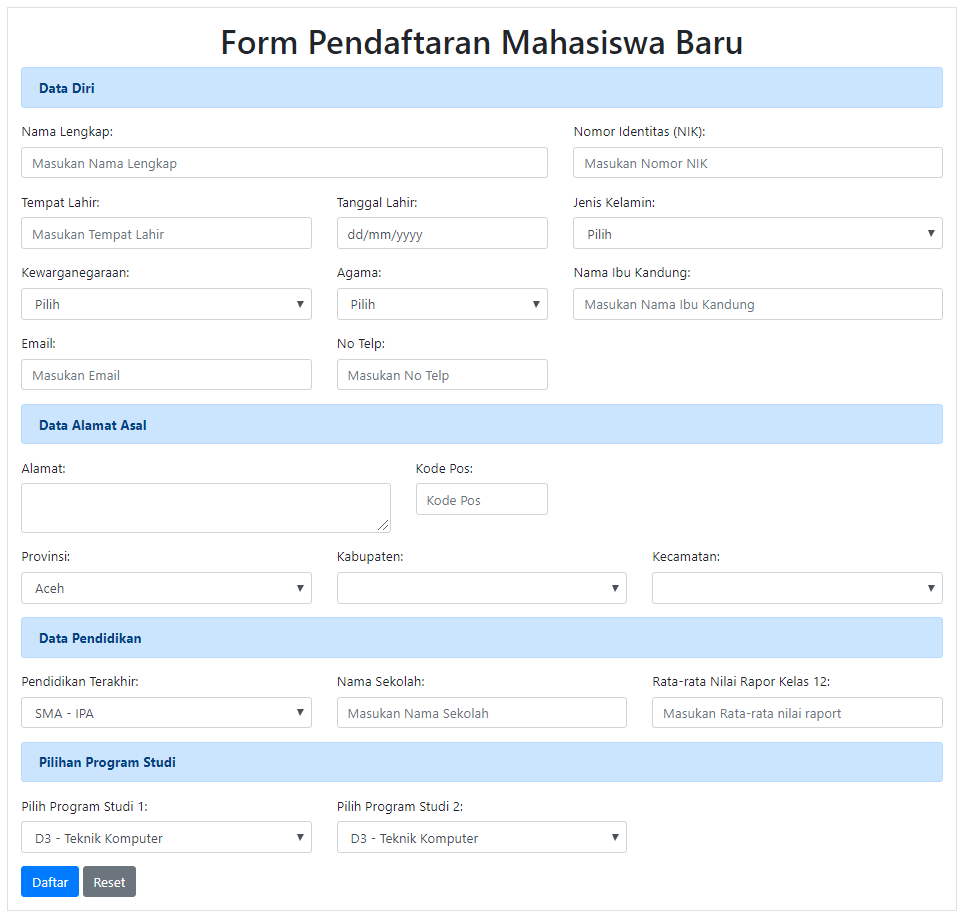 Detail Contoh Formulir Pendaftaran Online Nomer 10