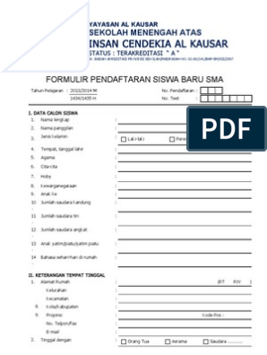 Detail Contoh Formulir Pendaftaran Sekolah Dalam Bahasa Inggris Nomer 12