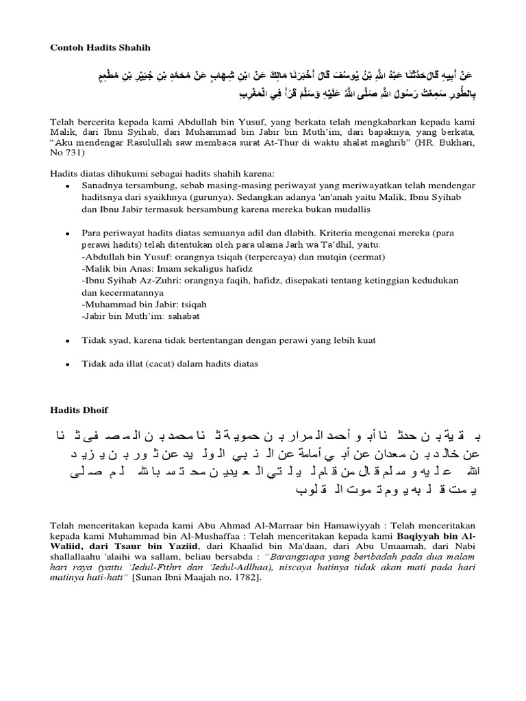Detail Contoh Hadits Bukhari Beserta Sanadnya Nomer 4