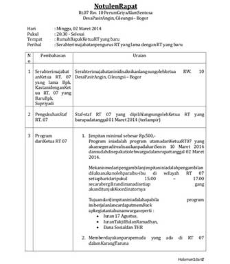 Detail Contoh Hasil Notulen Rapat Nomer 23