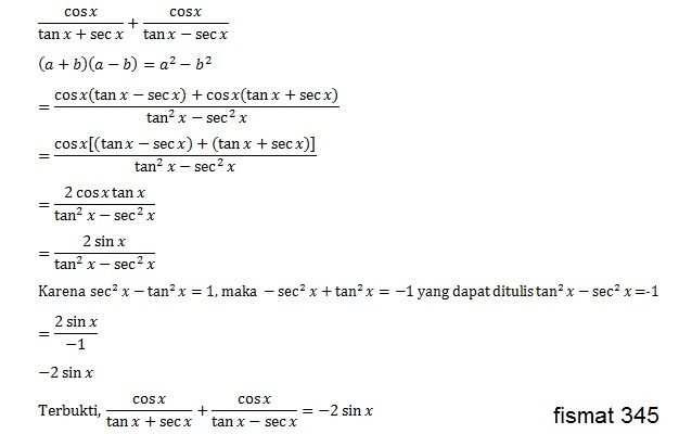 Detail Contoh Identitas Trigonometri Nomer 16