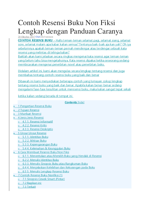 Detail Contoh Ikhtisar Buku Non Fiksi Nomer 31