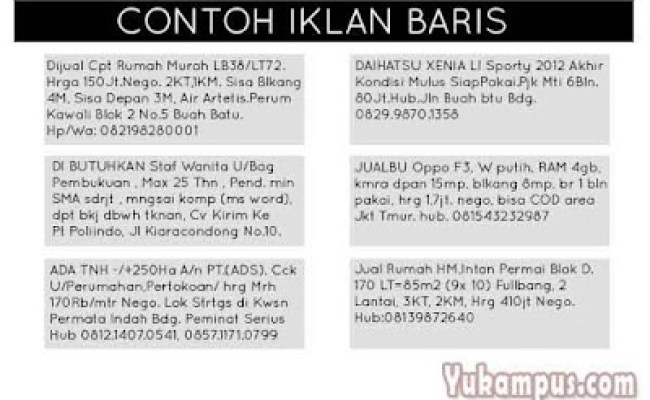 Detail Contoh Iklan Baris Adalah Nomer 41