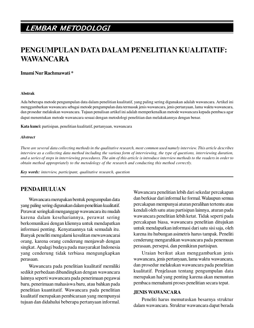 Detail Contoh Instrumen Wawancara Penelitian Kualitatif Nomer 47