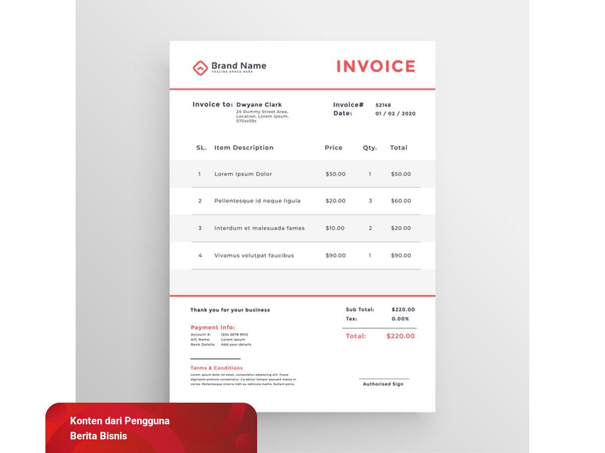 Contoh Invoice Bahasa Inggris