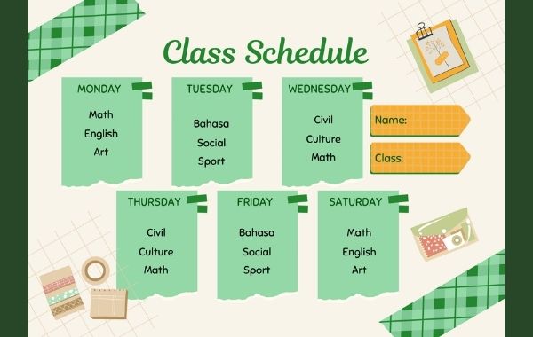 Detail Contoh Jadwal Pelajaran Dalam Bahasa Inggris Nomer 9