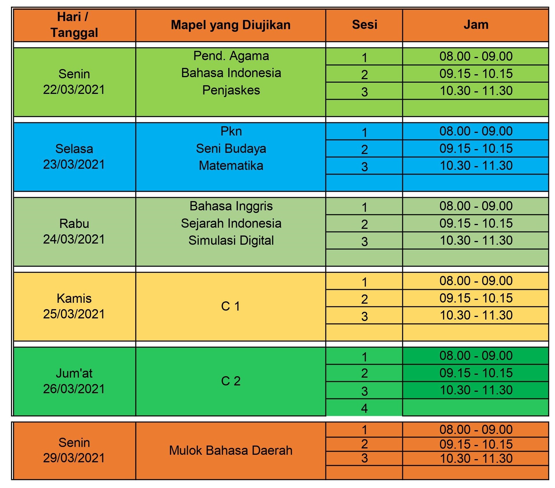 Detail Contoh Jadwal Pelajaran Dalam Bahasa Inggris Nomer 34