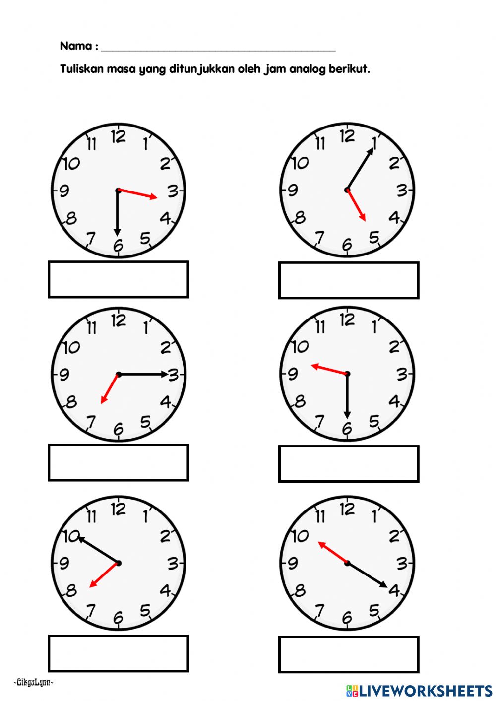 Detail Contoh Jam Analog Nomer 4