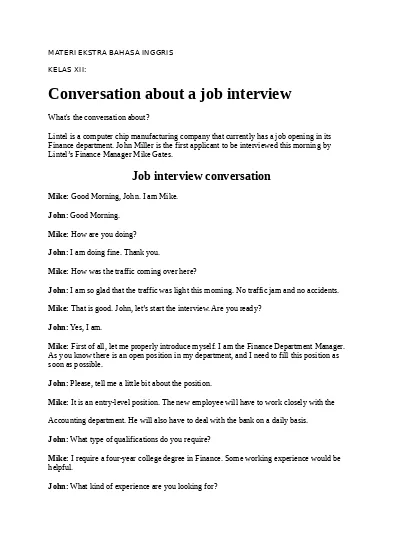 Detail Contoh Job Interview Bahasa Inggris Nomer 5