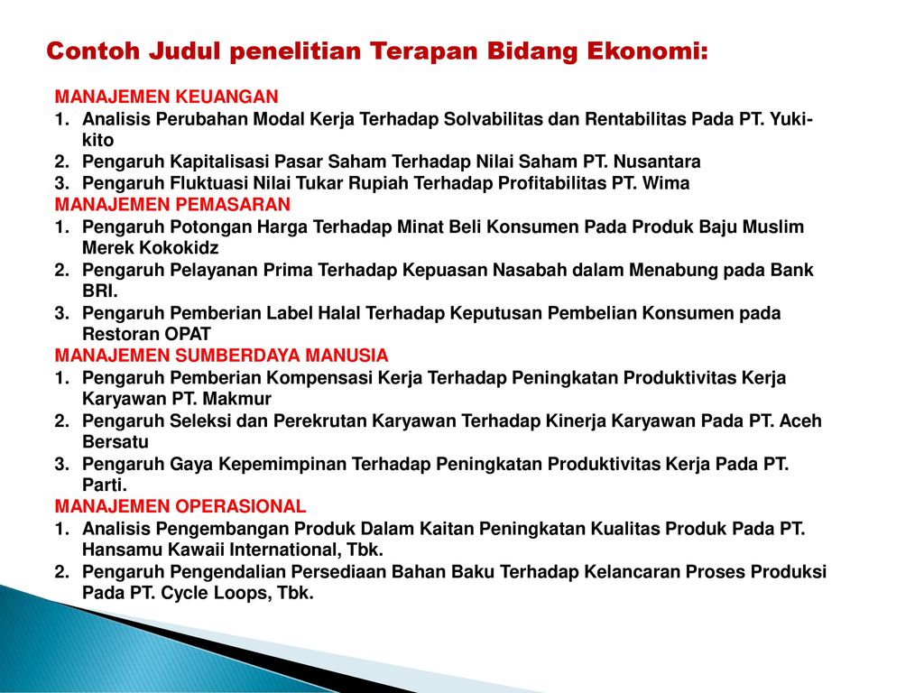 Contoh Judul Penelitian Terapan - KibrisPDR