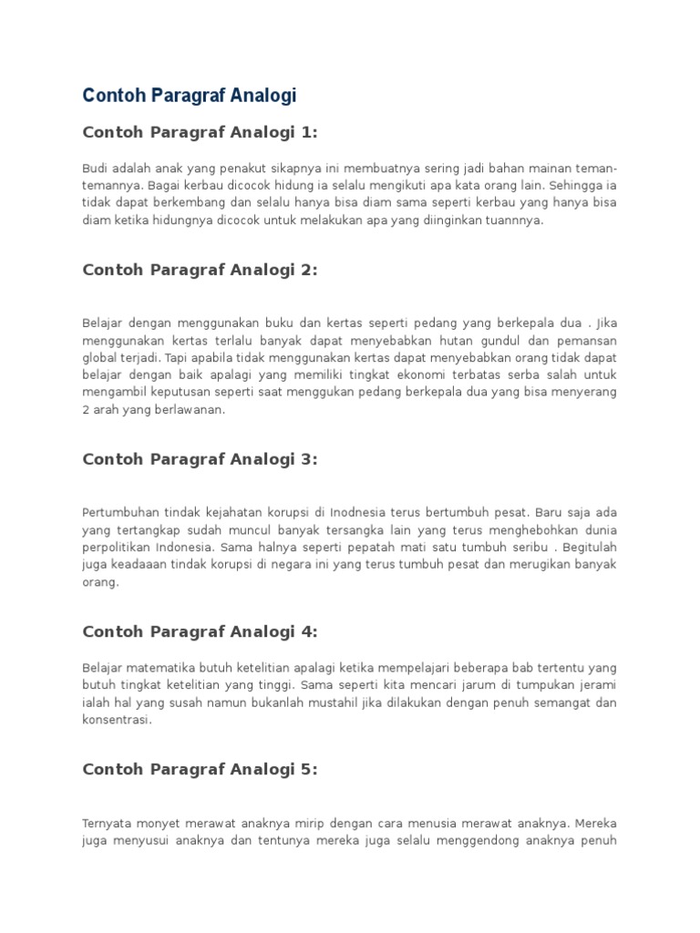 Detail Contoh Kalimat Analogi Nomer 7