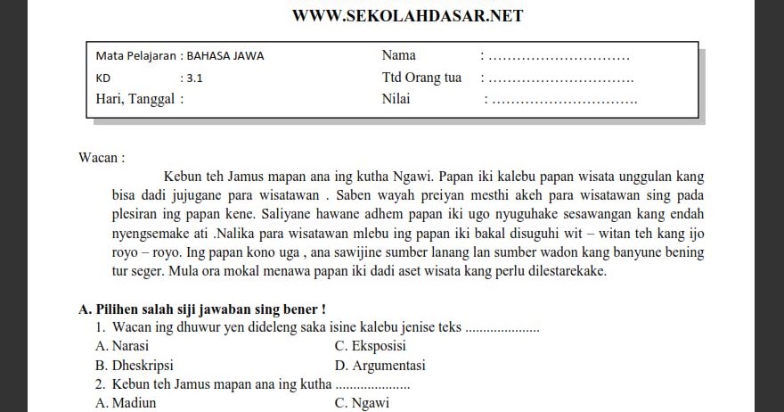 Detail Contoh Karangan Bahasa Jawa Nomer 40