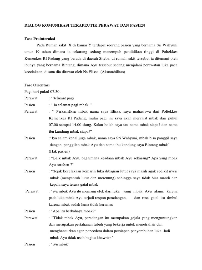 Detail Contoh Komunikasi Terapeutik Nomer 9