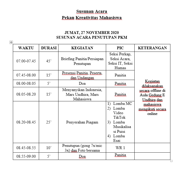 Detail Contoh Konsep Acara Kampus Nomer 5