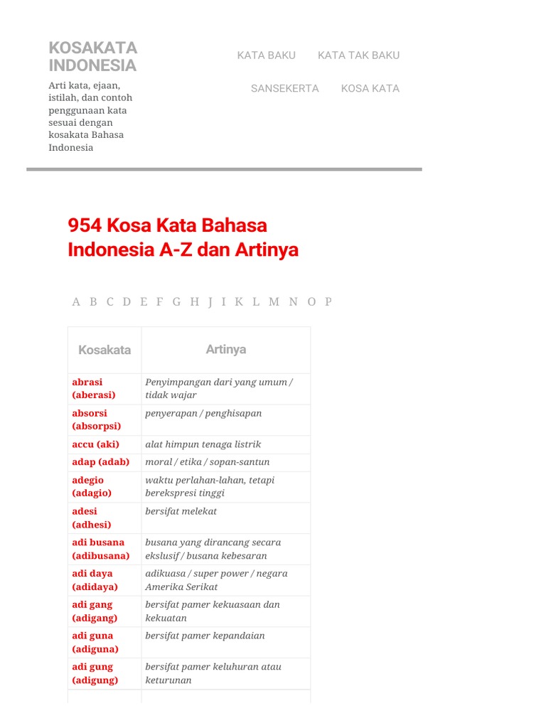 Detail Contoh Kosakata Bahasa Indonesia Nomer 4