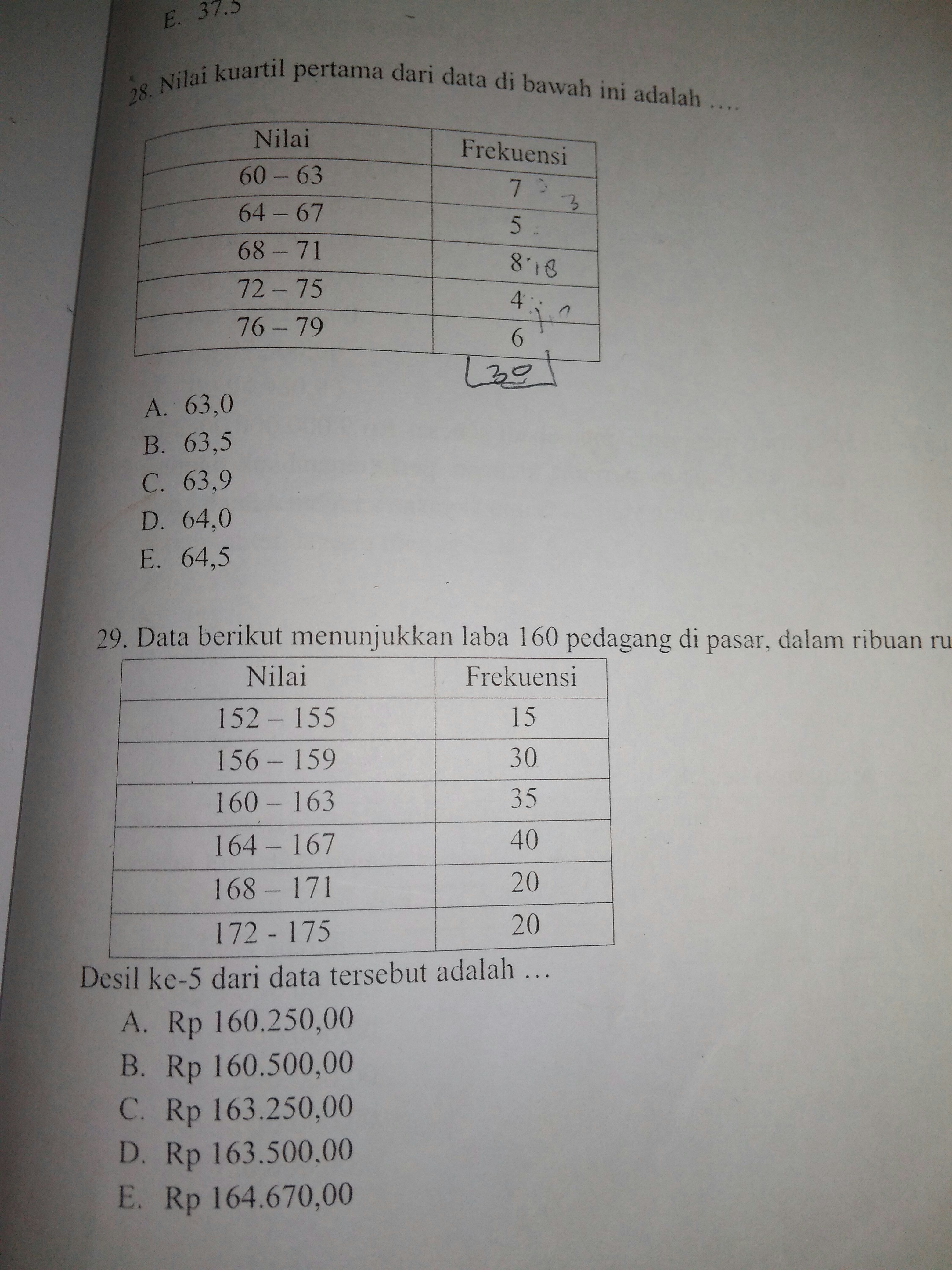 Detail Contoh Kuartil Data Kelompok Nomer 24