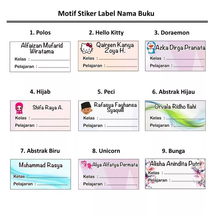 Detail Contoh Label Buku Anak Sd Nomer 6