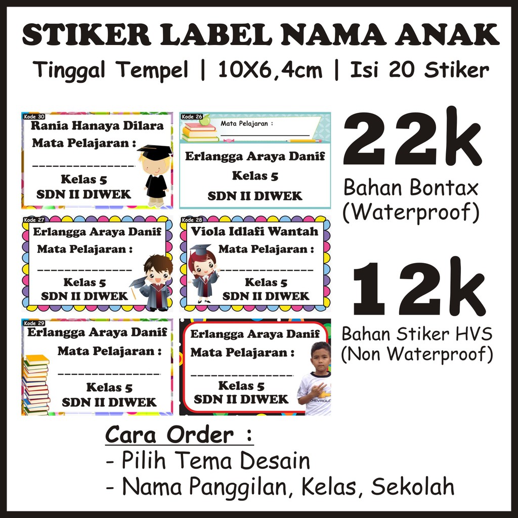 Detail Contoh Label Nama Untuk Buku Pelajaran Nomer 2