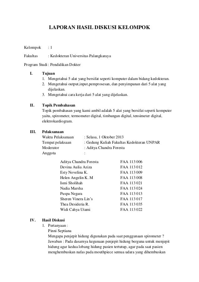 Detail Contoh Laporan Diskusi Nomer 9