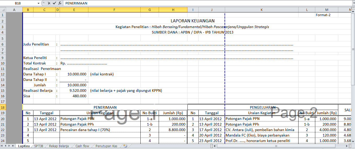 Detail Contoh Laporan Excel Nomer 31