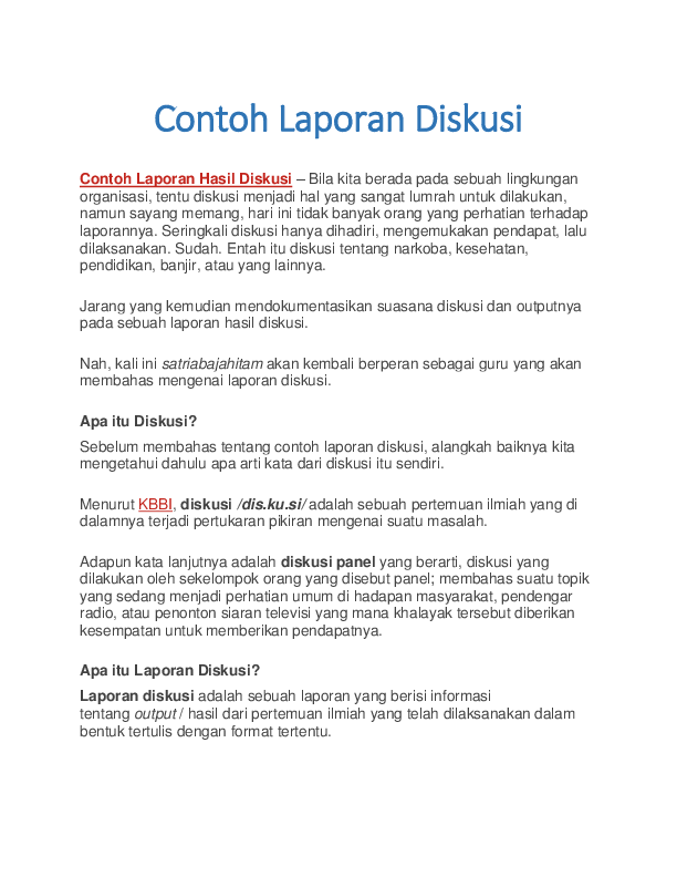 Contoh Laporan Hasil Diskusi Tentang Lingkungan - KibrisPDR