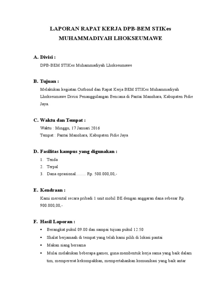 Detail Contoh Laporan Hasil Rapat Nomer 22