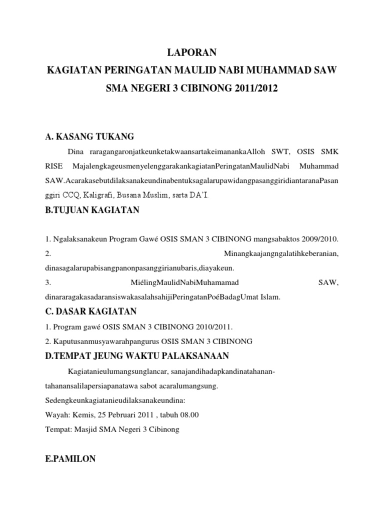 Detail Contoh Laporan Kagiatan Bahasa Sunda Nomer 4