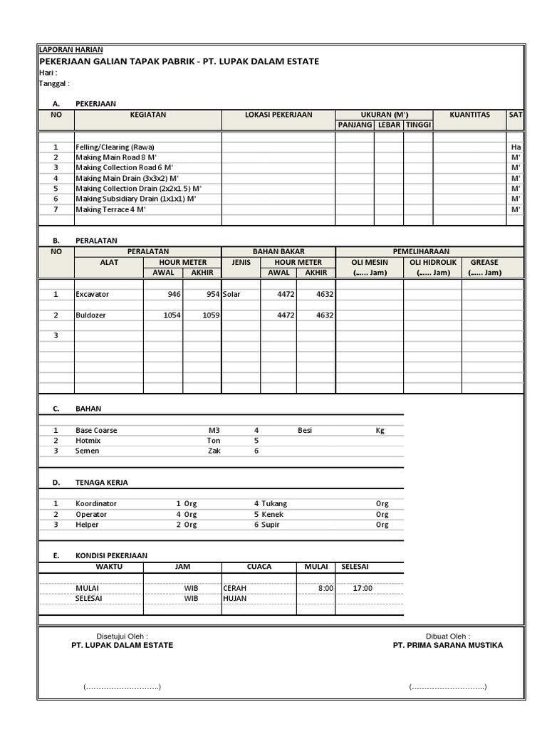 Detail Contoh Laporan Kerja Harian Excel Nomer 17