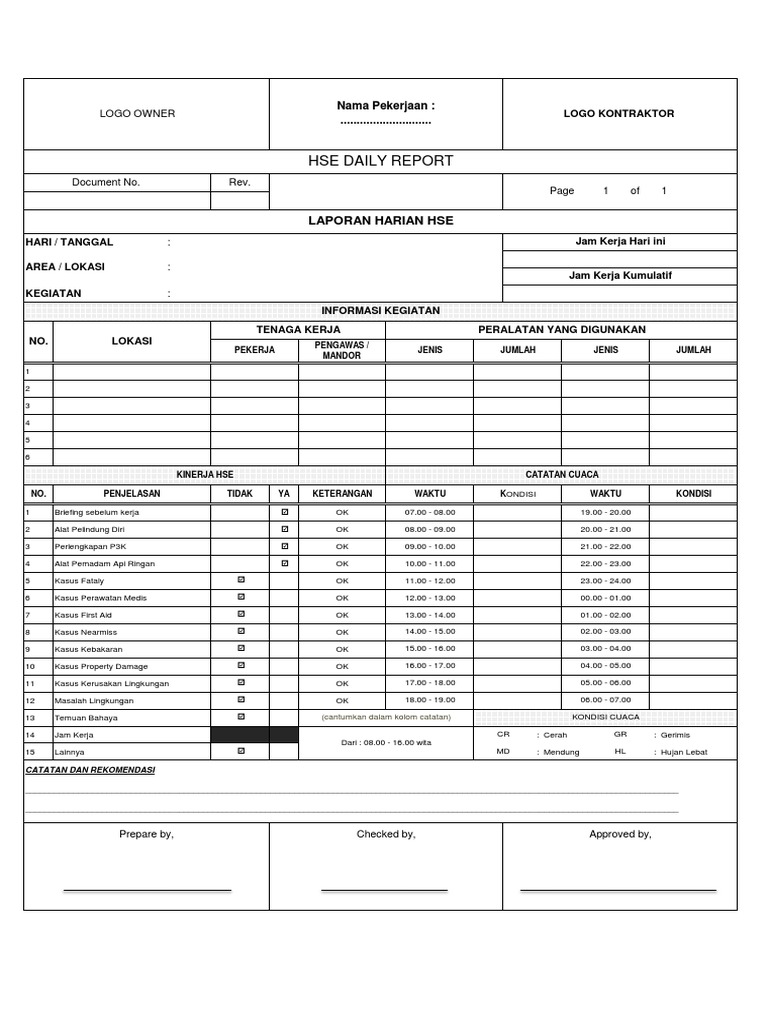 Detail Contoh Laporan Kerja Harian Excel Nomer 42