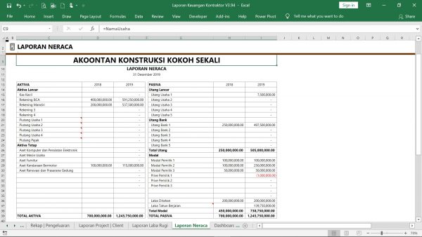 Detail Contoh Laporan Keuangan Perusahaan Kontraktor Excel Nomer 13