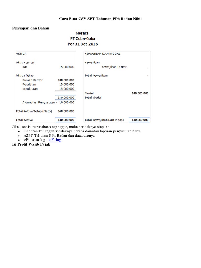 Detail Contoh Laporan Keuangan Untuk Spt Tahunan Nomer 26