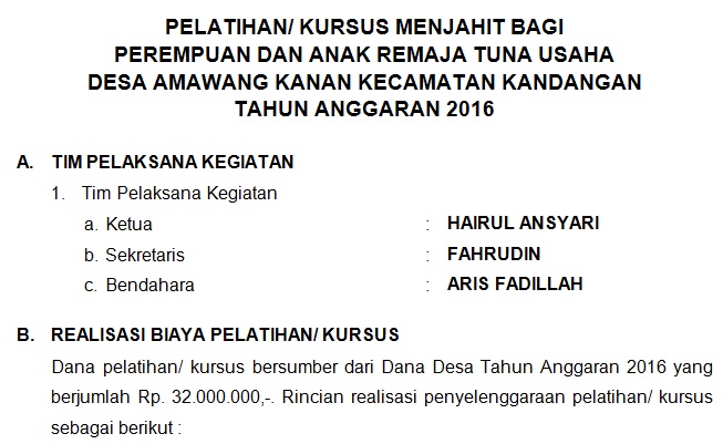 Detail Contoh Laporan Pertanggungjawaban Kegiatan Pelatihan Nomer 19